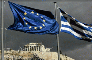 banderas griega y UE
